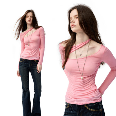 4muggle“天使之眼”斜肩长袖T恤