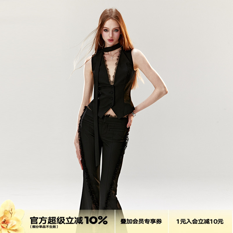 【gidle米妮同款】4muggle原创辣妹性感蕾丝马甲上衣背心马夹开衫