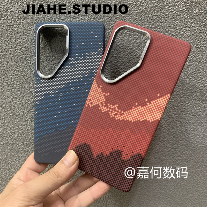 仿碳纤维纹凯夫拉纹理日照山峰山海星澜适用三星Galaxy s25Ultra手机壳s24Ultra磁吸s23Ultra硬壳商务男轻奢