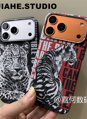 强磁吸潮牌字母猎豹老虎magsafe适用iPhone17promax手机壳苹果16promax硬壳15pomax保护壳磁吸轻奢商务浮雕男