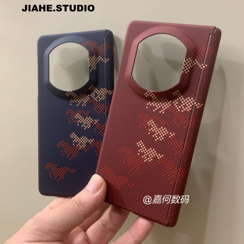 仿碳纤维纹凯夫拉纹水贴工艺万马奔腾适用华为mate x7手机壳磁