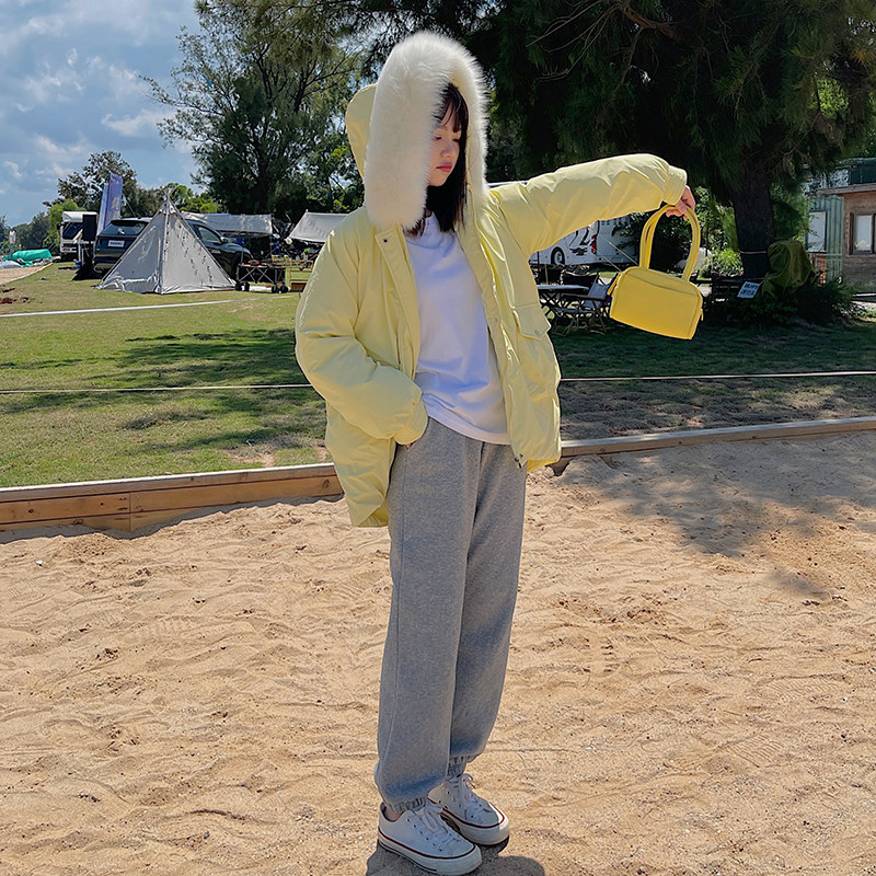 鸭鸭冬装棉服女2025年新款百搭工装派克服学生加厚大毛领宽松棉袄