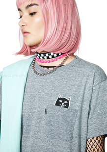 T恤男潮夏季 RIP RIPNDIP基础情侣短袖 DIP中指贱猫口袋TEE 帅气