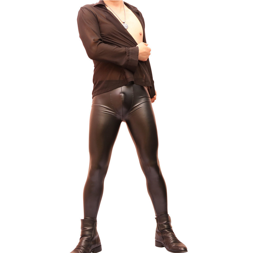 魅色NK32性感男式乳胶氨紧身皮裤打底裤氨防水男凸档休闲夏季定制