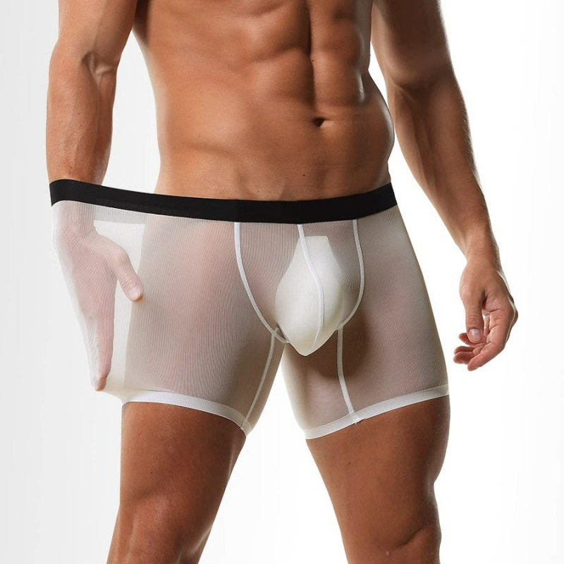 内裤男冰丝款平角裤夏季透气运动加长防磨裆速干薄大码四角裤跑步