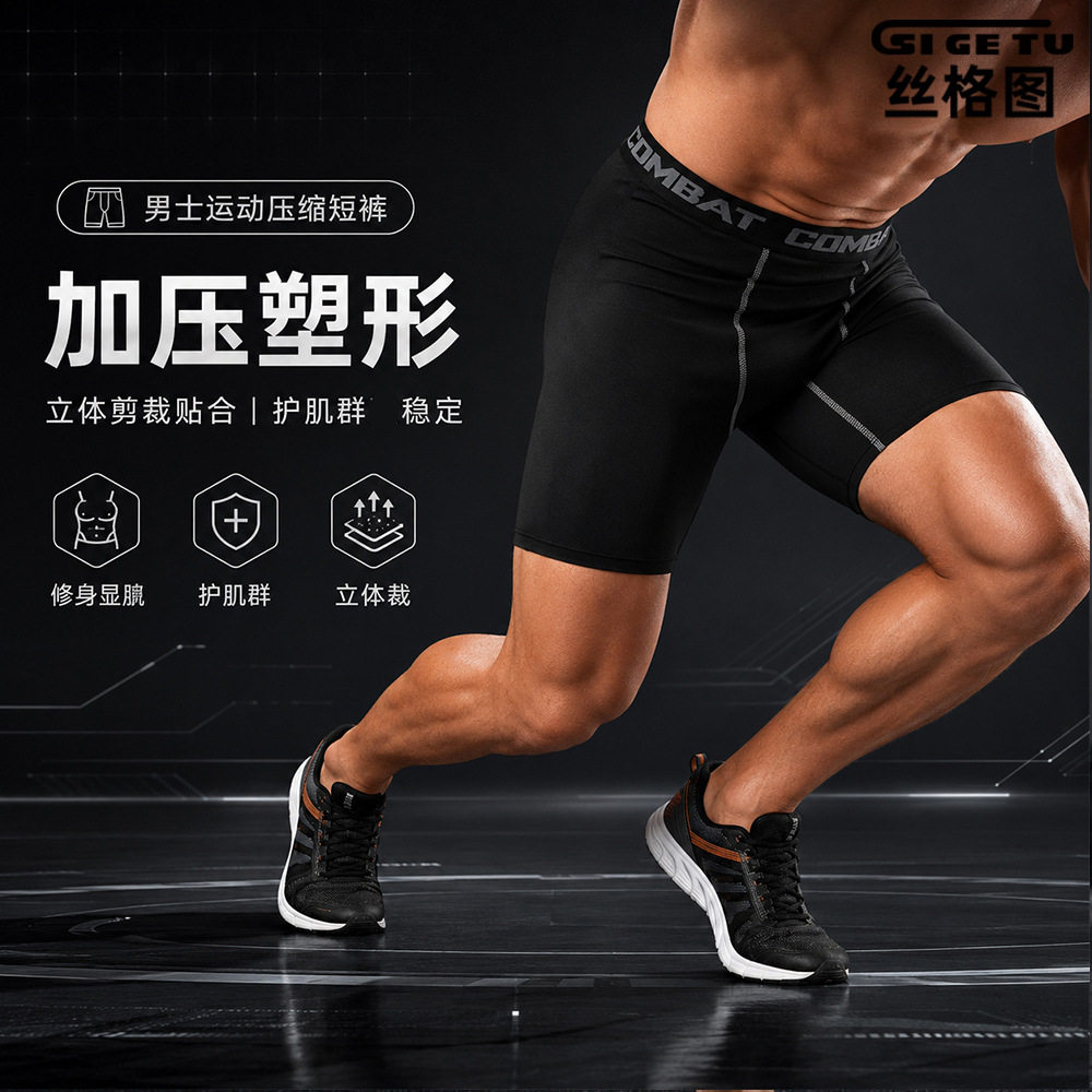 篮球紧身裤五分男运动内裤跑步健身速干高弹训练短裤速干运动短裤