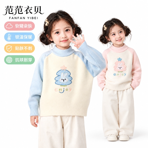 女童秋季新款韩风圆领套头毛衣