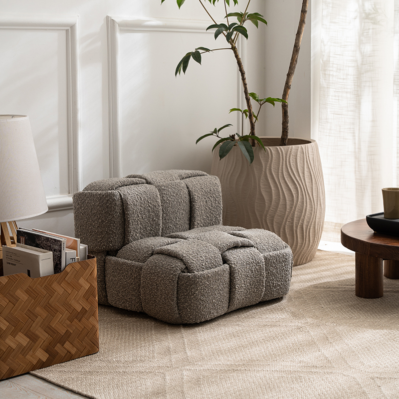棉麻混纺编织懒人沙发凳子蒲团榻榻米单人躺椅沙发可躺可睡小沙发