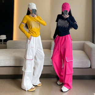 秋季现代舞蹈服镶钻上衣闪亮爵士舞时尚工装裤曳步舞跳舞演出衣服