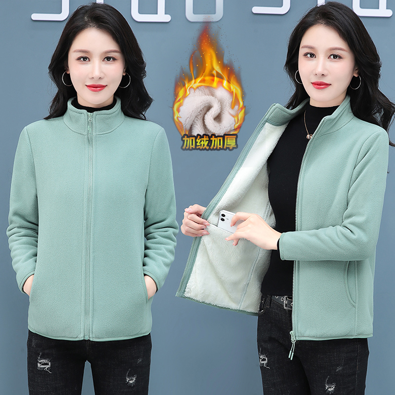 户外抓绒衣女秋冬冲锋衣内胆加绒加厚羊羔绒保暖卫衣摇粒绒外套