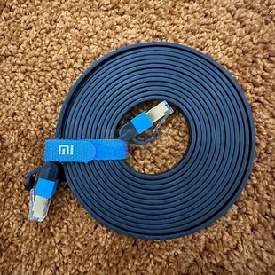 小米千兆网线3米超六类原装24K镀金头扁平便携式黑色路由器机顶盒