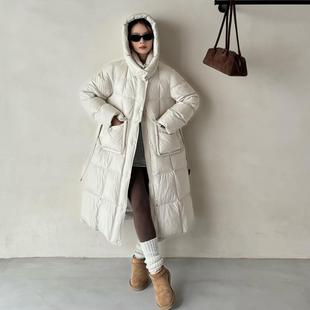 欧货高级感2025冬季新款长款羽绒服女过膝新国标90白鸭绒加厚外套