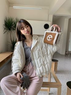 韩国东大门2025秋冬新款羽绒服女短款针织连帽奶fufu90白鸭绒外套