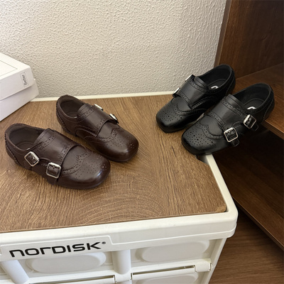 1261英伦风女童小皮鞋2026春款儿童黑色雕花乐福鞋中大童平底单鞋