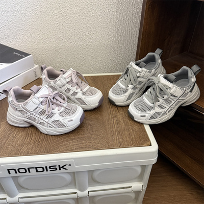 68005女童运动鞋2026春款厚底老爹鞋网面透气男童轻便舒适休闲鞋