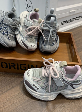 66008女童运动鞋34码灰色2026春款儿童轻便透气跑步鞋男童休闲鞋