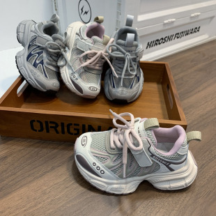 男童休闲鞋 66008女童运动鞋 儿童轻便透气跑步鞋 灰色2026春款 34码