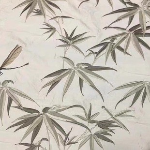 双宫刺绣35姆米真丝重工竹子刺绣真丝面料新中式马甲外套桑蚕丝料
