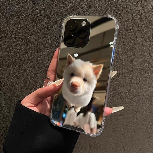 可爱小奶狗适用iPhone17苹果14手机壳15ProMax小清新16e萌宠13三星S24Ultra磁吸镜面Pura70华为Mate40Pro少女