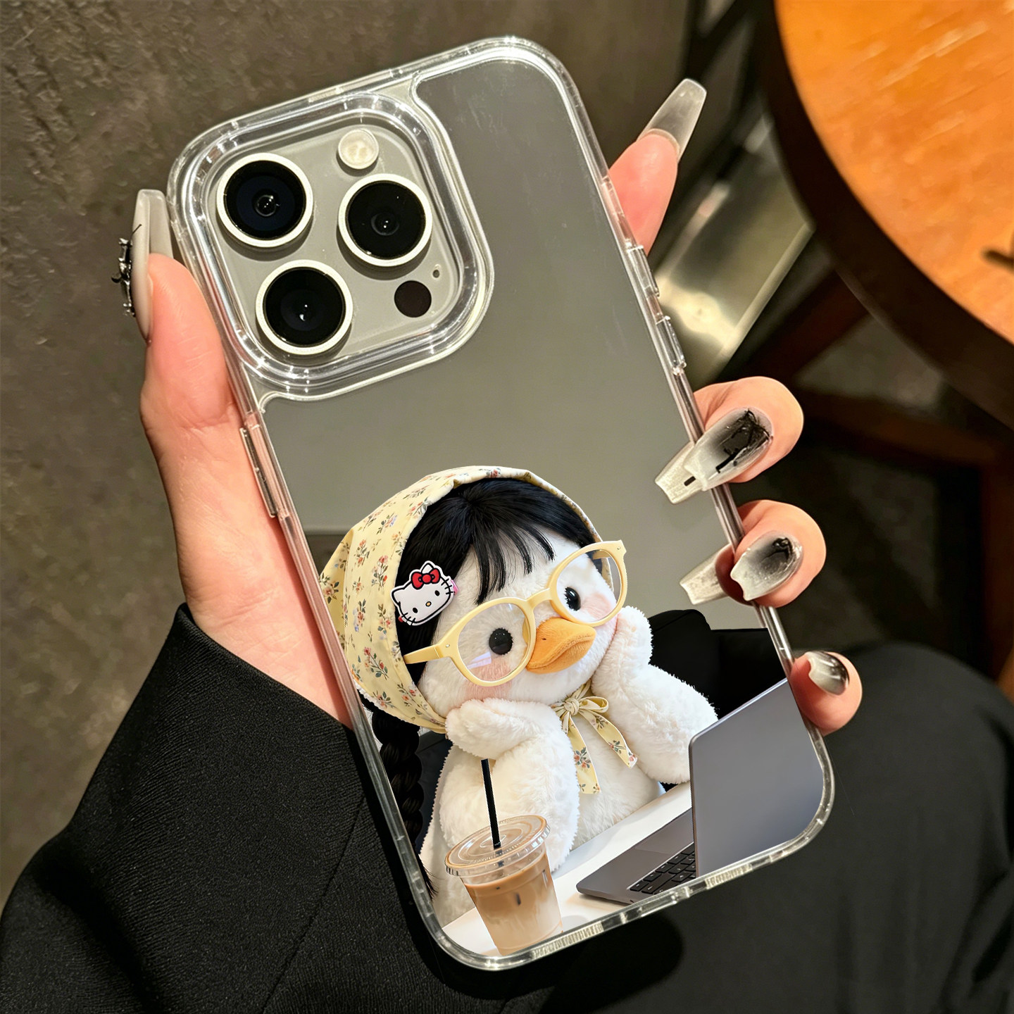 网红上班打工鸭适用iPhone18苹果17手机壳15ProMax搞怪可爱16软13三星S24Ultra磁吸镜面Pura7