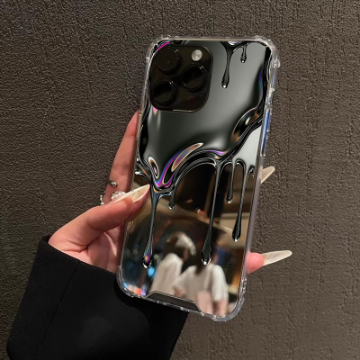 高级感融化金属适用iPhone17苹果14磁吸手机壳15ProMax小众16女款13三星S24u银色25镜面Pura70华为Mate40透明
