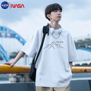 NASA联名纯棉短袖男士2026新款夏季男生白色男款白t恤宽松衣服男A