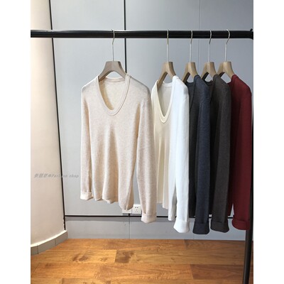 万年经典色~高级又显白！软糯100%澳洲羊毛U型领针织衫打底衫毛衣