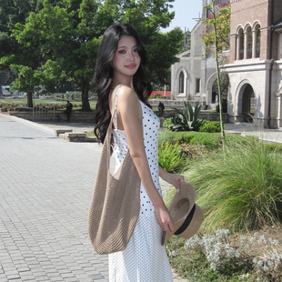 【Peach heart】2/1新品 法式波点长裙吊带连衣裙松弛感休闲春季