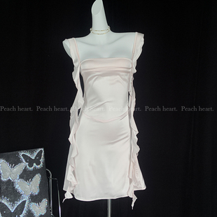 限时秒 气质小千金高级感缎面吊带连衣裙露背飘带春夏女短裙温柔