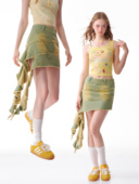 ziziFei夏季 小众高腰显瘦a字不规则牛仔半身短裙 美式