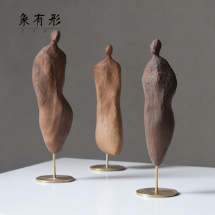 抽象木雕 象有形 设计师原创 影子 艺术品摆件 孤独