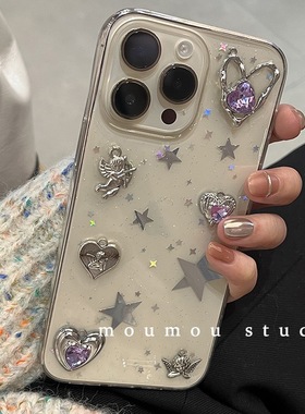 水钻立体金属星星天使适用oppoReno12 11 10 9 8 7pro手机壳reno3Pro 4se 5k 6pro滴胶ACE2z软壳R17保护套女