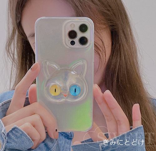 镭射猫咪立体oppoRENO手机壳可爱