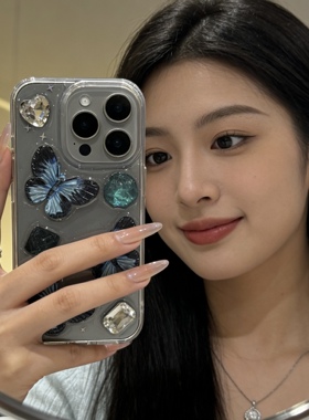 日韩水钻立体蝴蝶适用红米note15 14 13pro手机壳note12 10x 11滴胶K80 k70 k60 k50保护套turbo3 4pro防摔壳