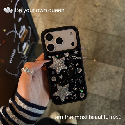 ins甜酷金属星星适用苹果17promax手机壳iPhone16 15pro滴胶iPhone Air软壳14  13全包12pro保护套11防摔少女