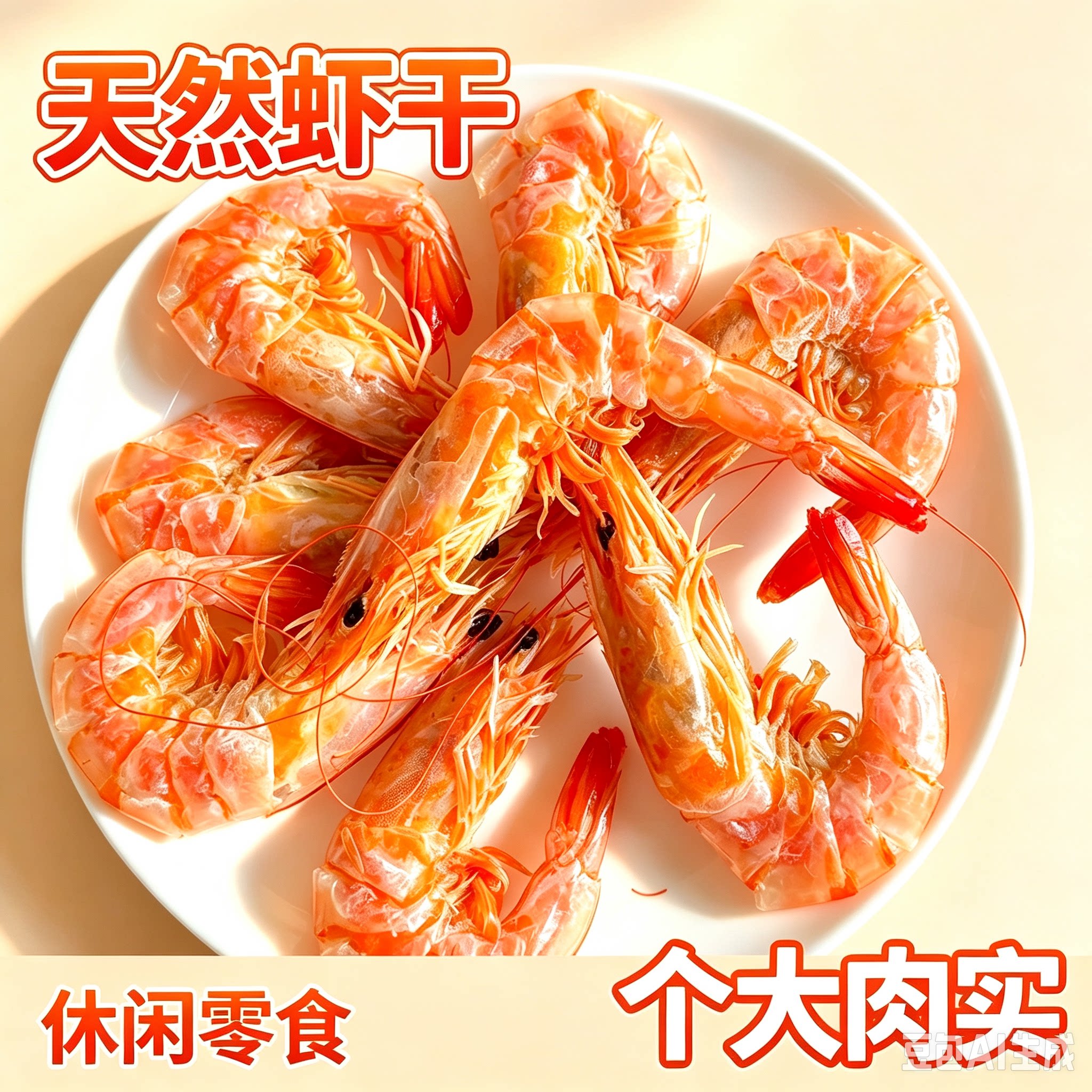 现烤直虾干开袋即食补钙零食