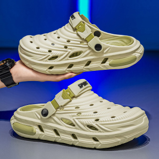 夏季女士40大码41到43洞洞鞋包头半拖鞋透气沙滩凉鞋踩屎感休闲鞋