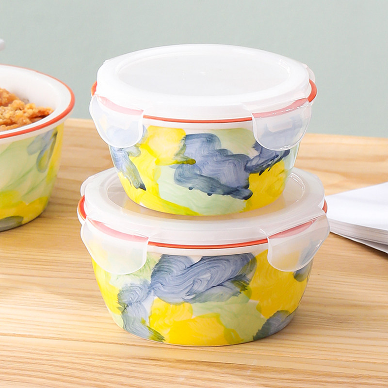 多美然 陶瓷保鲜盒冰箱密封碗带盖碗微波炉随身饭盒办公室便当饭,餐饮具,碗,淘宝优惠券,粉丝福利购,淘宝优惠卷