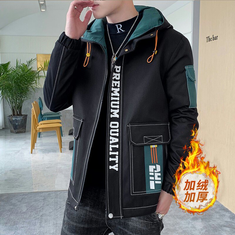 秋冬季派克服男士加绒加厚时尚连帽夹克外套XZ313B-1-R1202-P70,男装夹克,星座313B-2