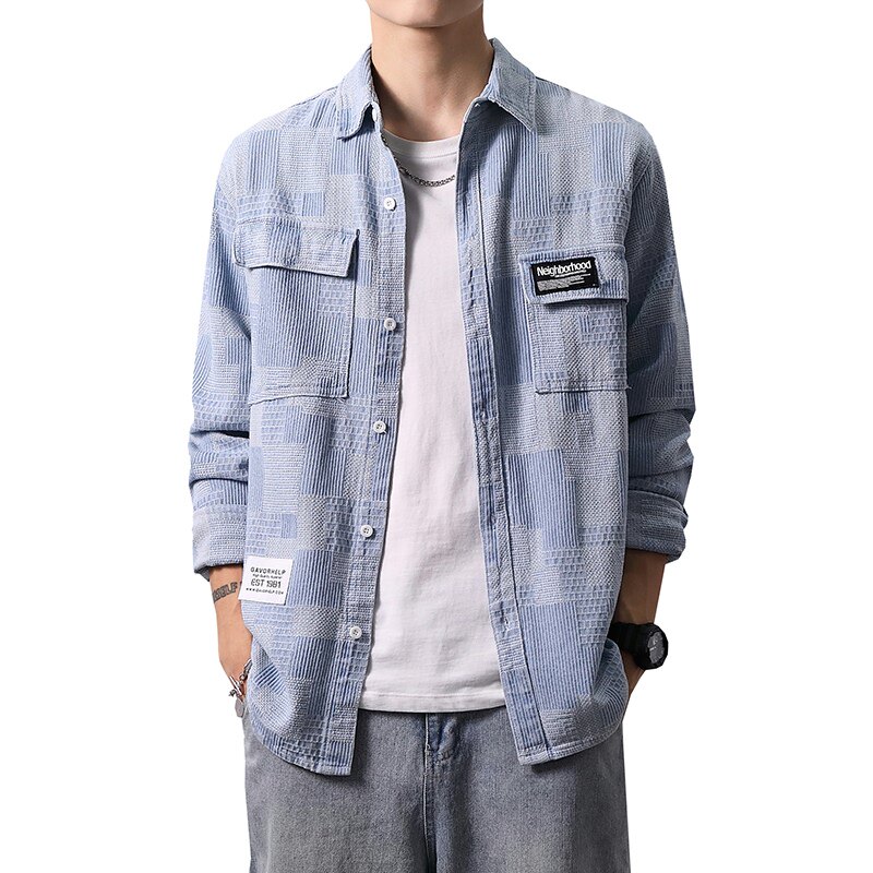 CY953-P65春秋季主推加厚高品质日系男士宽松牛仔衬衣XZ313B-1,男装衬衫,星座313B-2
