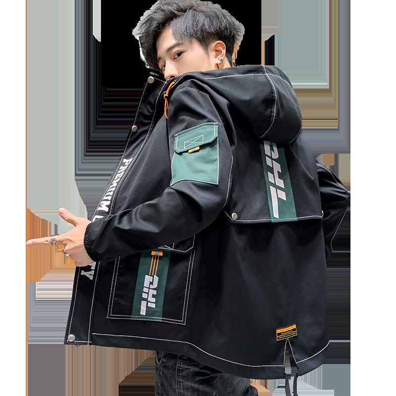 夹克男秋季新款潮流ins男士连帽工装外套XZ313B-1-JK1202-P60,男装夹克,星座313B-2