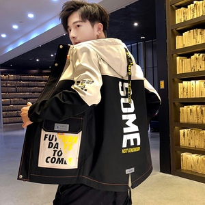 夹克男潮流ins男士时尚连帽工装外套XZ313B-1-JK1201-P60图片