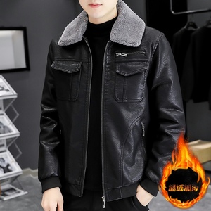 2021冬加绒加厚皮衣青年机车服皮夹克外套XZ313B-1- PY1902-P120图片