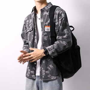 CY959-P65 秋季加厚纯棉日系男士宽松休闲牛仔衬衣XZ313B-1图片