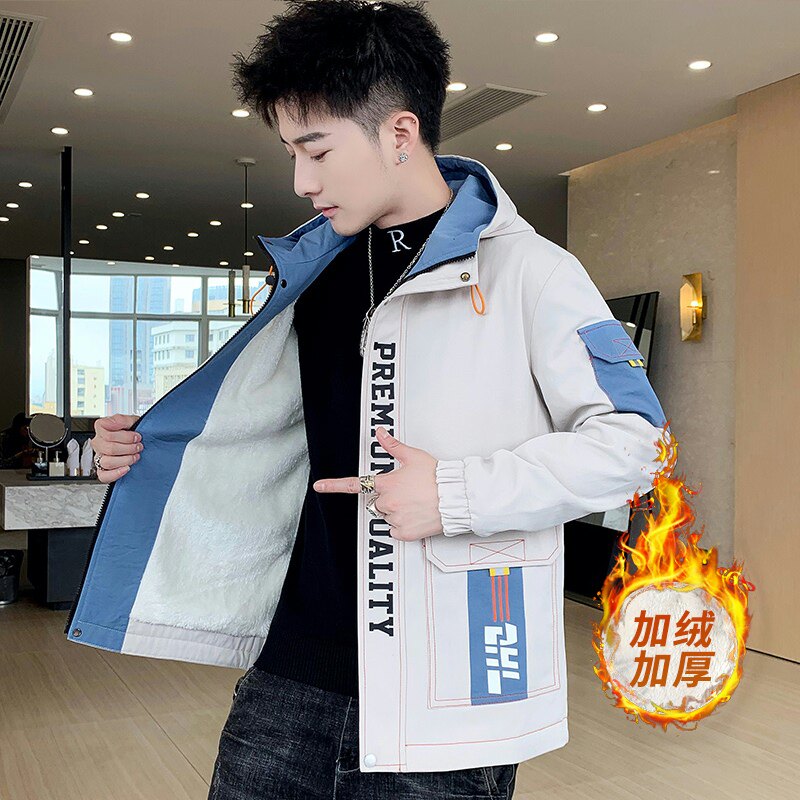 夹克男秋冬季派克服男士加绒加厚时尚连帽外套XZ313B-1-R1202-P70,男装夹克,星座313B-2