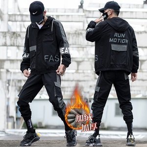 秋冬新款工装男帅气休闲加绒加厚套装XZ313B-1-A80115-P105图片