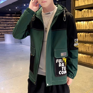 夹克男潮流ins男士时尚连帽工装外套XZ313B-1-JK1201-P60图片