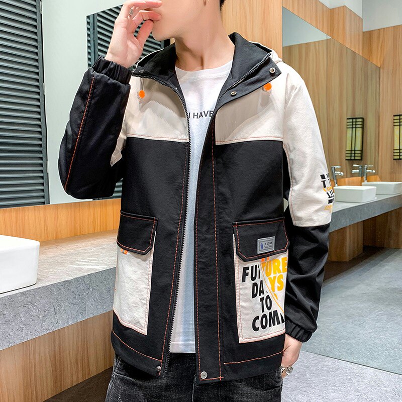 夹克男秋季潮流ins男士时尚连帽工装外套XZ313B-1-JK1201-P60,男装夹克,星座313B-2