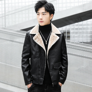 2021冬季新款加绒皮衣男时尚休闲夹克外套XZ313B-1-PY705--P120图片