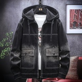 外套男秋季高品质时尚休闲连帽牛仔夹克上衣XZ313B-1-NZ950--P90，男装夹克，星座313B-2